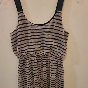 Women's Xhilaration striped Summer tank Dress, Size Small ~beige brn/black